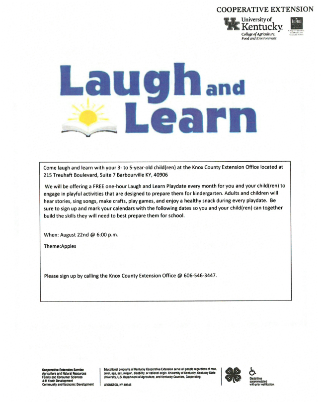 Laugh and Learn flyer 